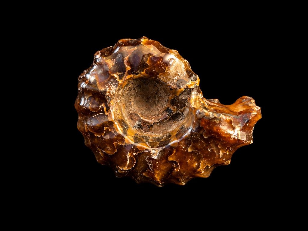 Crystallised ammonite, detail view